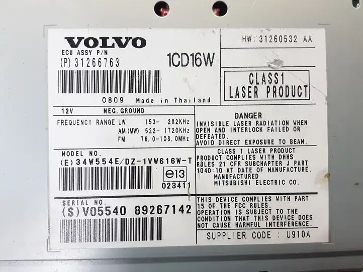 Volvo V50 (2004 - 2008) P31266763 Магнитола / мультимедийная система — фото 3