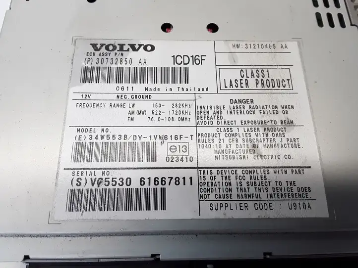 Volvo V50 (2004 - 2008) P30732850AA Магнитола / мультимедийная система — фото 2