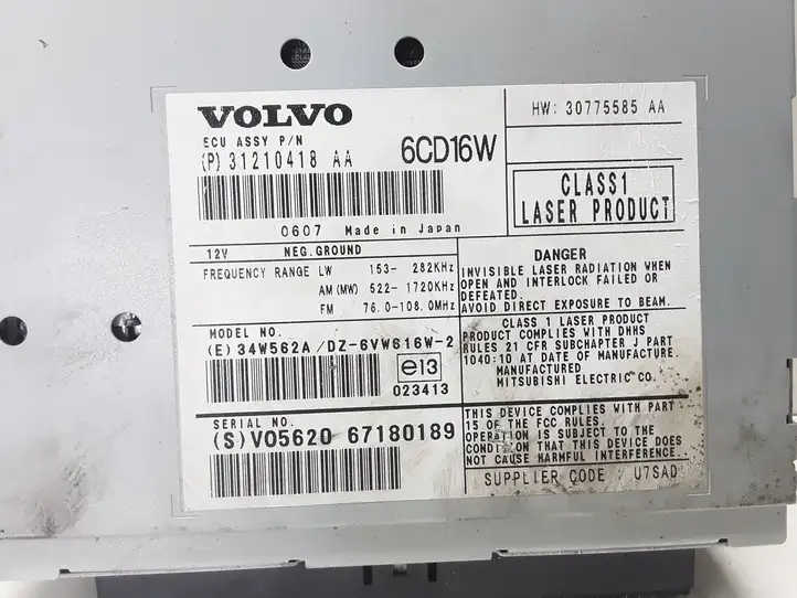 Volvo V50 (2004 - 2008) P31210418AA Магнитола / мультимедийная система — фото 3