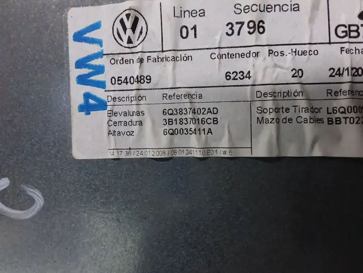 Volkswagen Polo (2005 - 2009) 6Q3837402AD Стеклоподъемник передней двери — фото 2