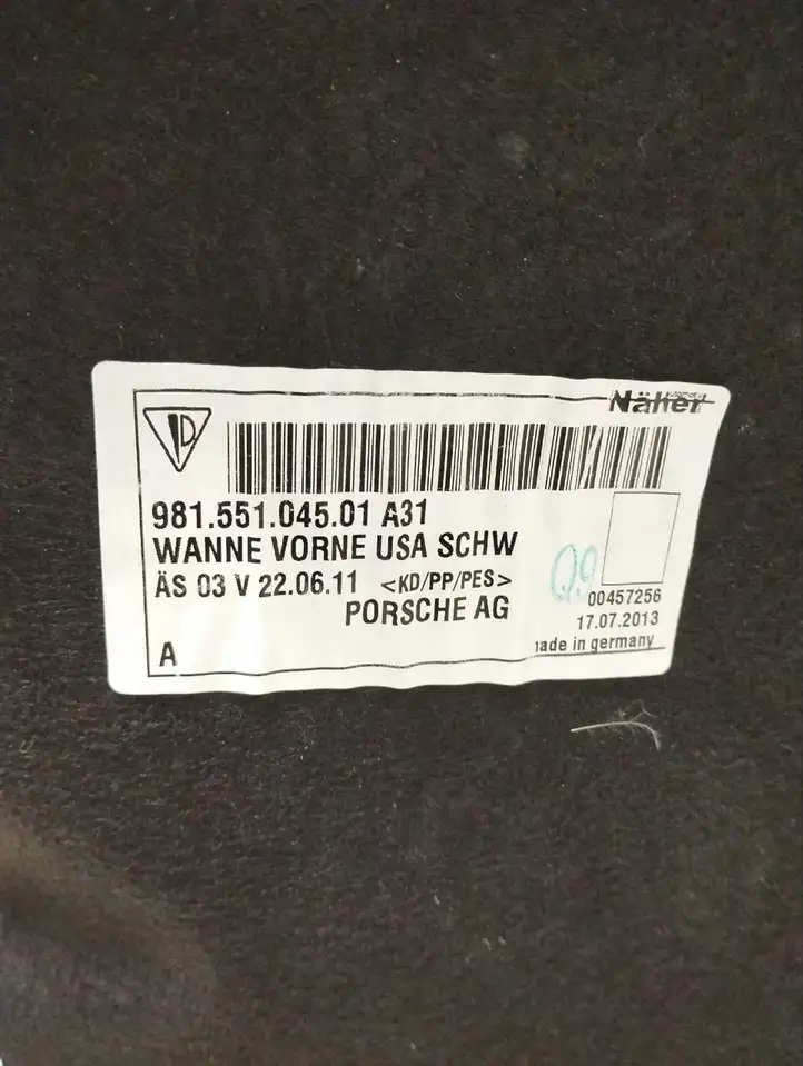 Porsche Cayman 981 (2012 - 2016) 98155104501 Коврик багажника — фото 7