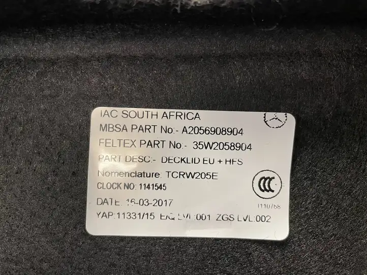 Mercedes-Benz C W205 (2014 - 2021) A2056908904 Обшивка багажника — фото 6
