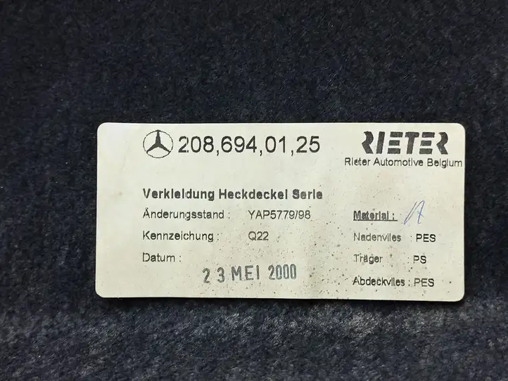 Mercedes-Benz CLK A208 (1997 - 2002) 2086940125 Обшивка багажника — фото 3