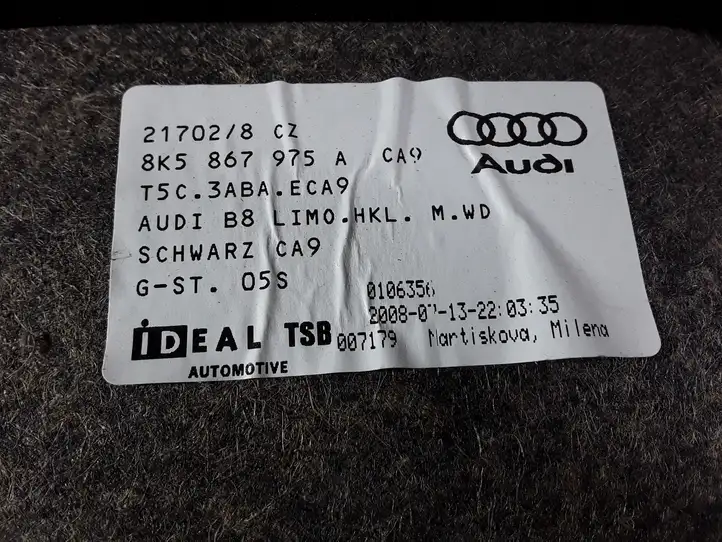 Audi A4 S4 B8 8K (2007 - 2011) 8K5867975A Обшивка багажника — фото 4