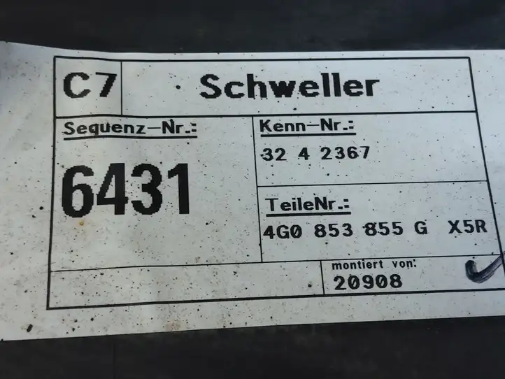 Audi A6 C7 (2011 - 2014) 4G0853859 Порог кузова — фото 10