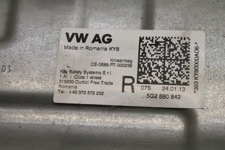 Skoda Octavia Mk3 (5E) (2013 - 2019) 5G2880842 Коленная подушка безопасности — фото 6