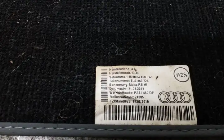 Audi Q3 8U (2011 - 2014) 8U0863723 Задний коврик салона — фото 5