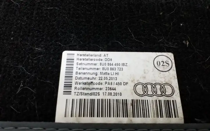 Audi Q3 8U (2011 - 2014) 8U0863723 Задний коврик салона — фото 6