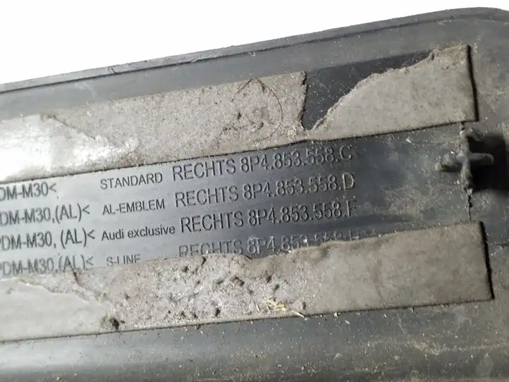 Audi A3/S3 8P (2008 - 2013) 8P4853558E Внутренняя отделка заднего порога — фото 2