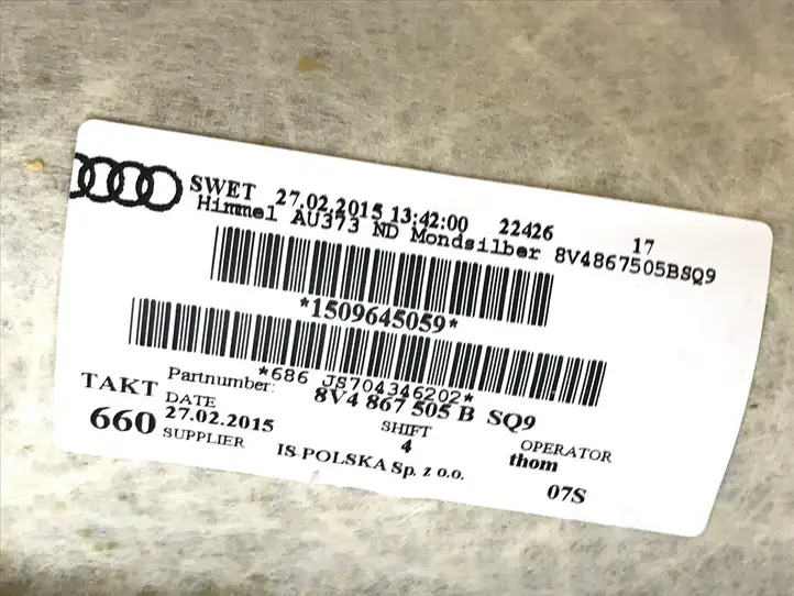 Audi A3/S3 8V (2012 - 2016) 8V4867505B Потолочная обшивка — фото 3
