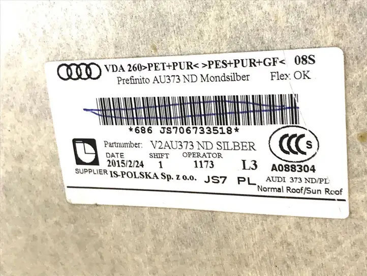 Audi A3/S3 8V (2012 - 2016) 8V4867505B Потолочная обшивка — фото 4