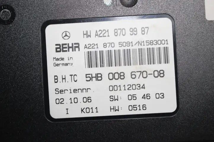 Mercedes-Benz CL C216 (2007 - 2014) Модуль управления кондиционером — фото 2