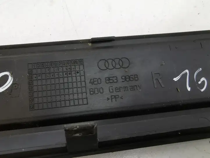 Audi A8 S8 D3 4E (2002 - 2005) 4E0853985B Внутренняя обшивка порога (комплект) — фото 5