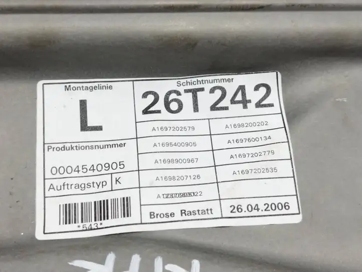 Mercedes-Benz B-class W245 (2005 - 2008) A1697202779 Стеклоподъемник передней двери (без мотора) — фото 6