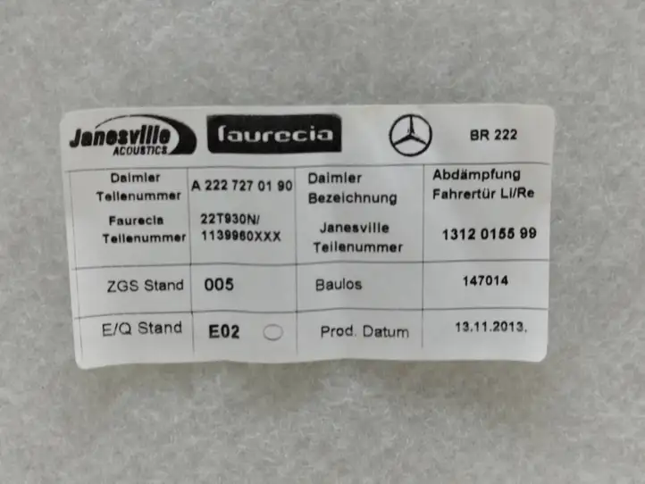 Mercedes-Benz S W222 (2013 - ) A2227270190 Обшивка передней двери — фото 5