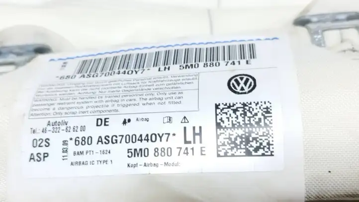 Volkswagen Golf Plus (2008 - 2014) 5M0880741E Боковая подушка безопасности шторка — фото 2