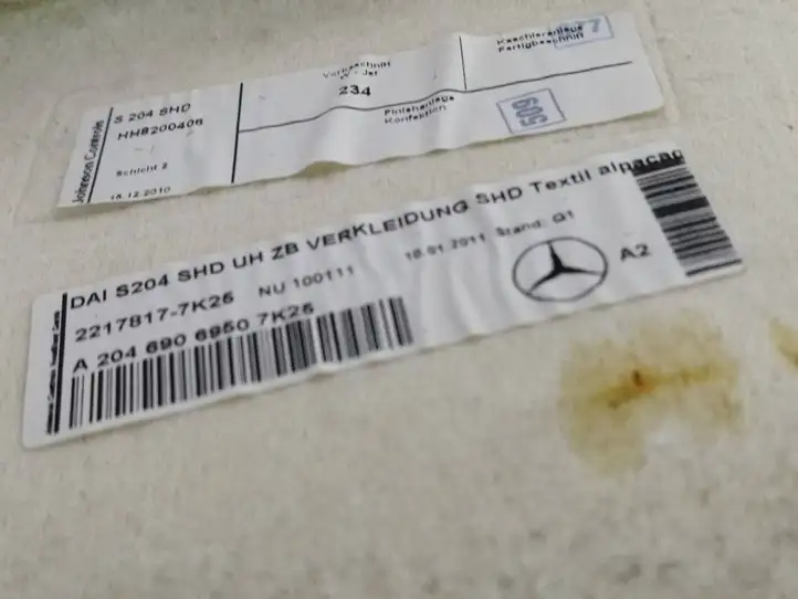 Mercedes-Benz C W204 (2007 - 2014) A2046906950 Потолочная обшивка — фото 2
