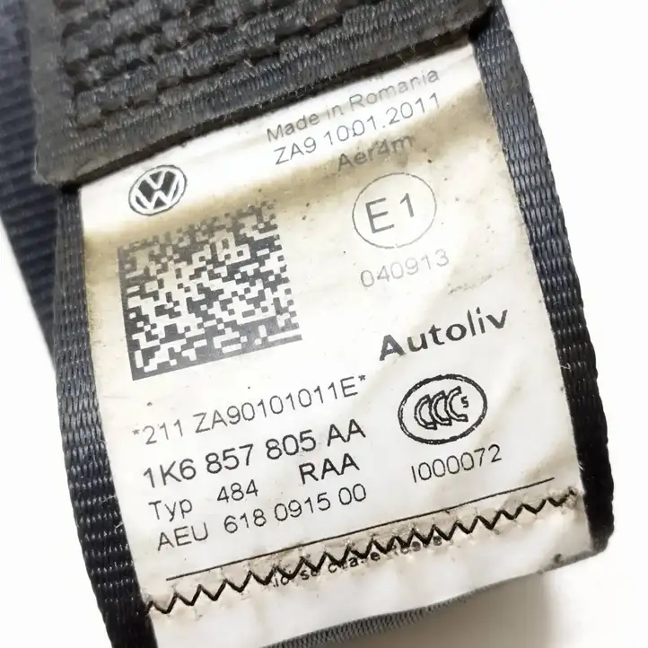 Volkswagen Golf VI (2009 - 2013) 1K6857805AA Задний ремень безопасности — фото 6