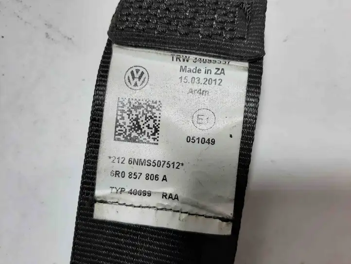 Volkswagen Polo V 6R (2009 - 2015) 6R0857806A Задний ремень безопасности — фото 2