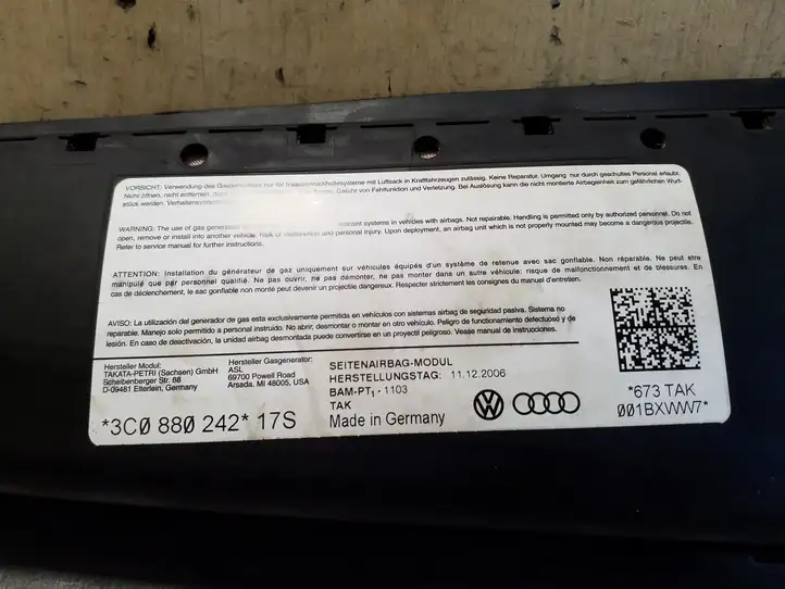 Volkswagen PASSAT B6 (2005 - 2010) 3C0880242 Подушка безопасности сиденья — фото 4