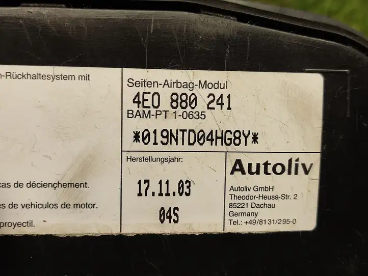 Audi A8 S8 D3 4E (2005 - 2007) 4E0880241 Подушка безопасности сиденья — фото 2