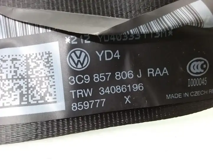 Volkswagen PASSAT B7 (2011 - 2014) 3C9857806J Задний ремень безопасности — фото 2