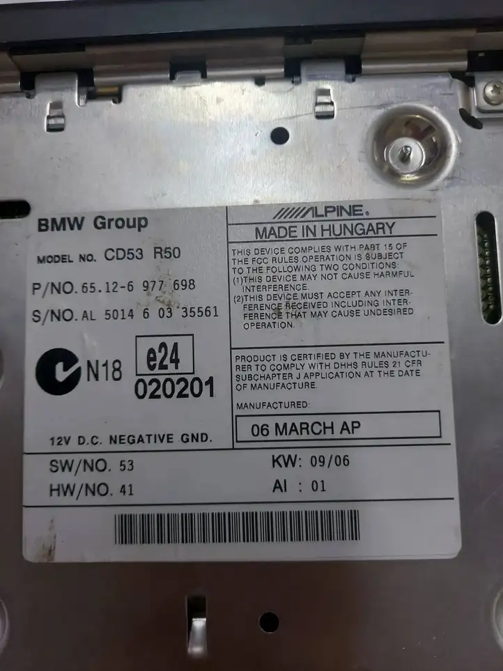 BMW 5 E39 (1996 - 2003)  020201 Радио/ проигрыватель CD/DVD / навигация