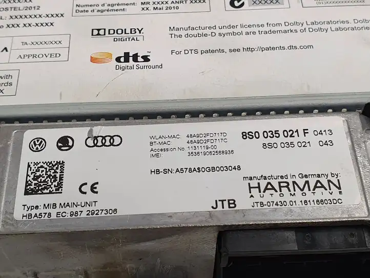 Audi TT TTS RS Mk3 8S (2014 - 2018) 8S0035021F Магнитола / мультимедийная система — фото 4