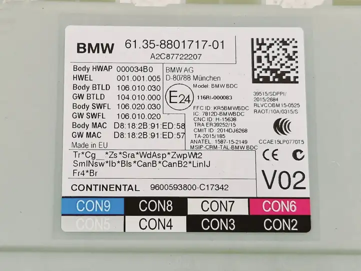 BMW 5 G30 G31 (2016 - ) 6135880171701 Модуль управления BSM — фото 2