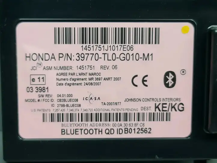 Honda Accord (2008 - 2016) 39770TL0G010M1 Bluetooth модуль — фото 2