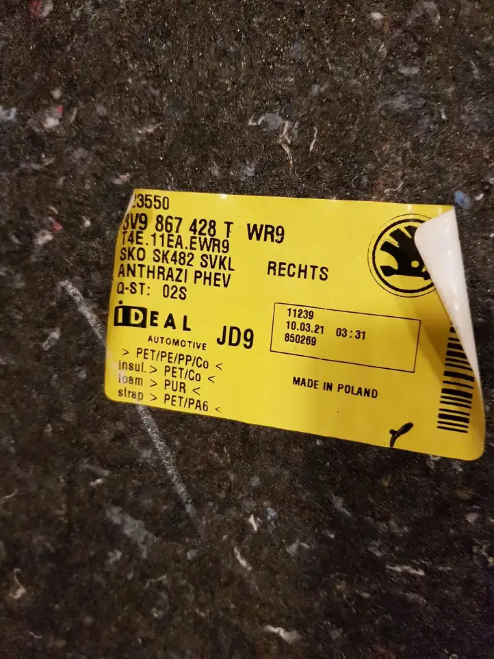 Skoda Superb B8 (3V) (2015 - 2023)  3V9867428T Боковая панель