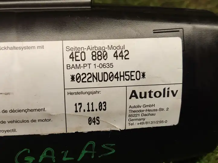 Audi A8 S8 D3 4E (2005 - 2007) 4E0880442 Подушка безопасности сиденья — фото 2