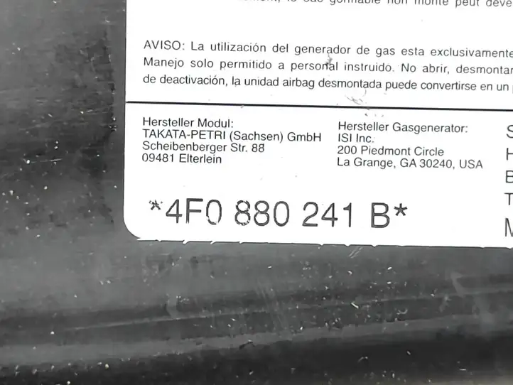 Audi A6 S6 C6 4F (2004 - 2008) 4F0880241B Подушка безопасности сиденья — фото 7