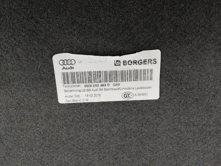 Audi A4 S4 B9 (2015 - 2019) 8W5863463D Коврик багажника — фото 5