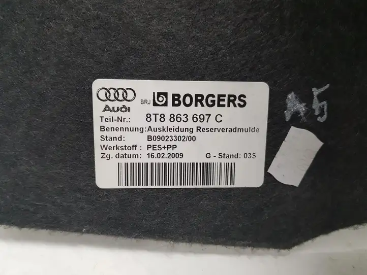 Audi A5 8T 8F (2011 - 2016) 8T8863697C Обшивка ниши запасного колеса — фото 3