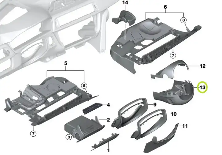 BMW 4 F32 F33 (2013 - 2017) 9219550 Обшивка рулевой колонки — фото 3