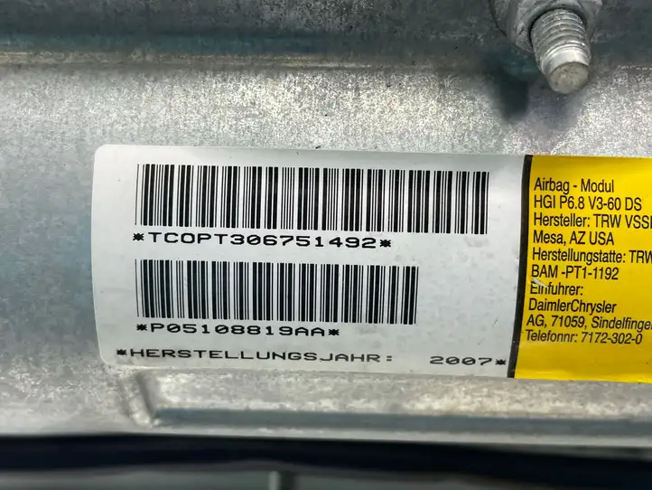 Chrysler Grand Voyager V (2007 - 2010) P05108819AA Подушка безопасности пассажира — фото 7