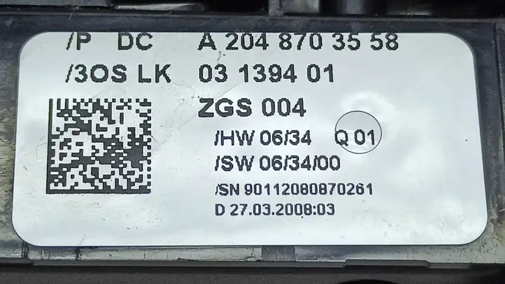 Mercedes-Benz C W204 (2007 - 2014) A2048703558 Блок кнопок стеклоподъемников — фото 7