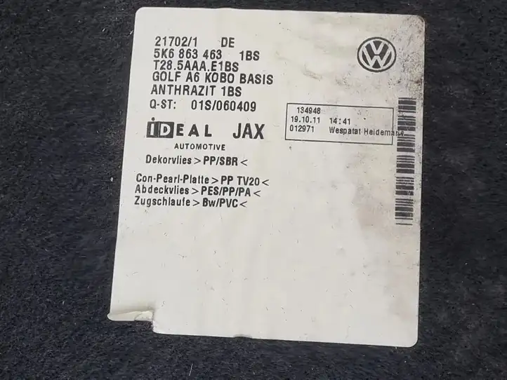 Volkswagen Golf VI (2009 - 2013) 5K6863463 Коврик багажника — фото 3