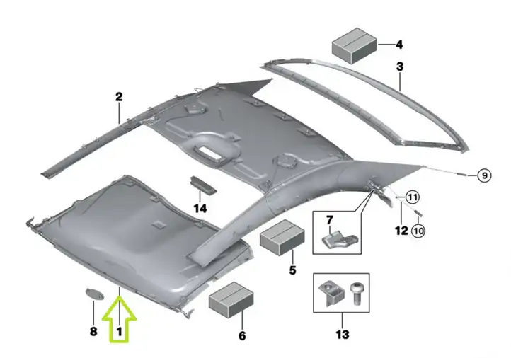 BMW 4 F32 F33 (2013 - 2017) 7313150 Потолочная обшивка — фото 3