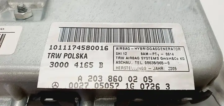 Mercedes-Benz E W211 (2002 - 2009) A2038600205 Подушка безопасности задней двери — фото 3