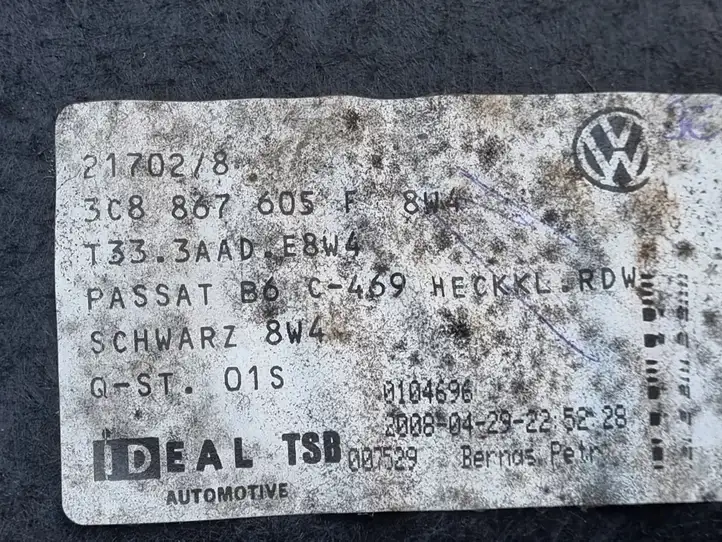 Volkswagen PASSAT CC (2008 - 2012) 3C8867605F Обшивка багажника — фото 6