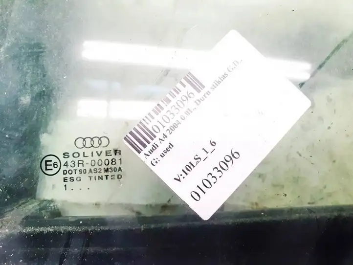 Audi A4 S4 B6 8E 8H (2000 - 2006) Стекло задней двери — фото 3
