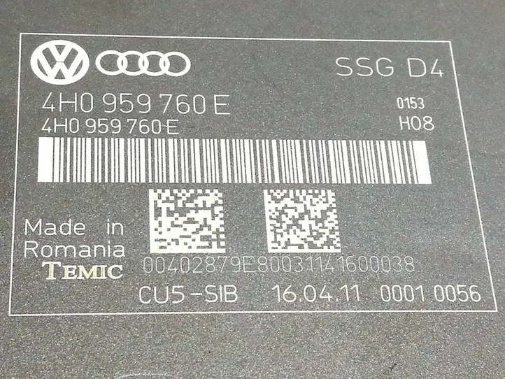 Audi A8 S8 D4 4H (2010 - 2014) 4H0959760E Блок управления сиденьем — фото 5